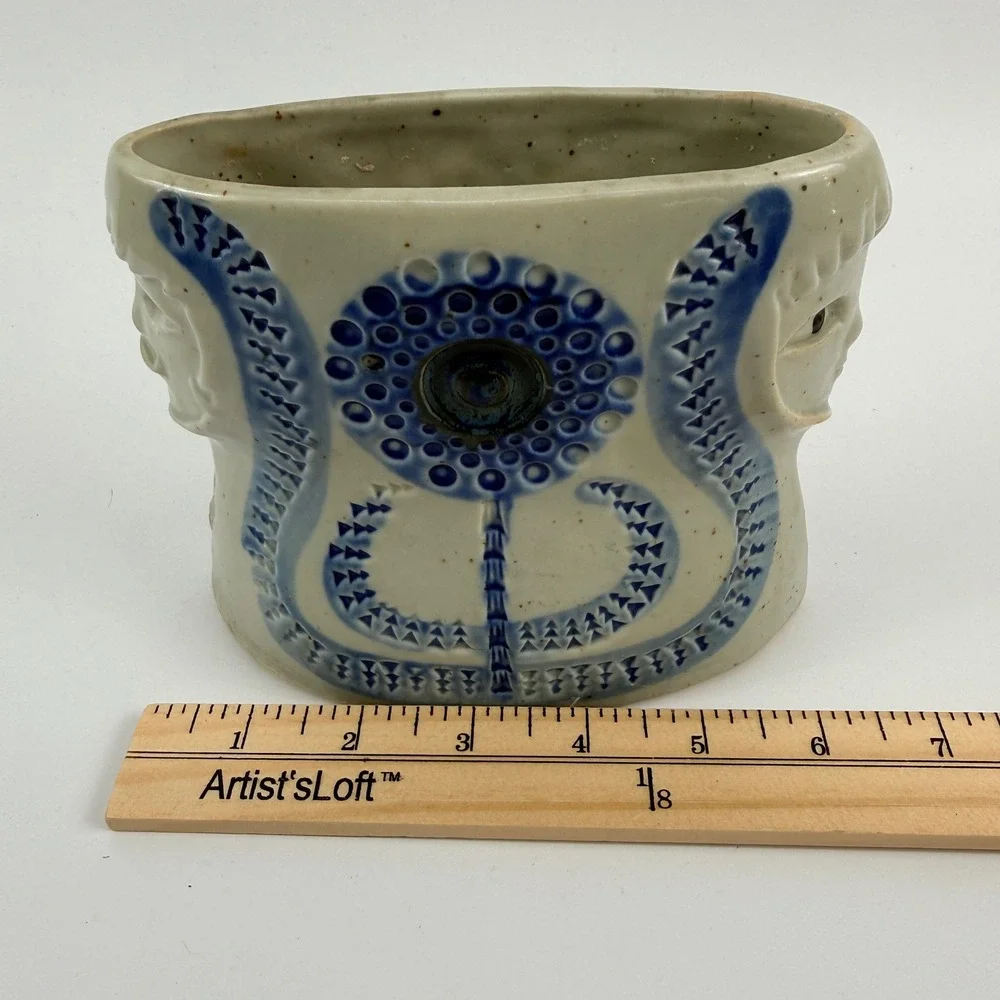 Vintage UCTCI Japan Ceramic Double Face Sunflower Planter Vase MCM Stoneware